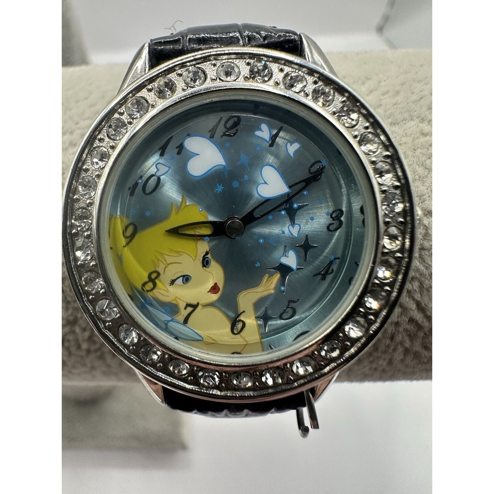 Disney Tinkerbell Watch TNK157 New Battery Rhinestone 30MM 7.5" Missing Charm Q
